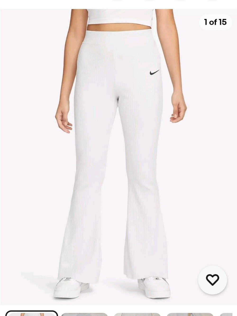 Nike White High-Rise Flared Ribbed Pants